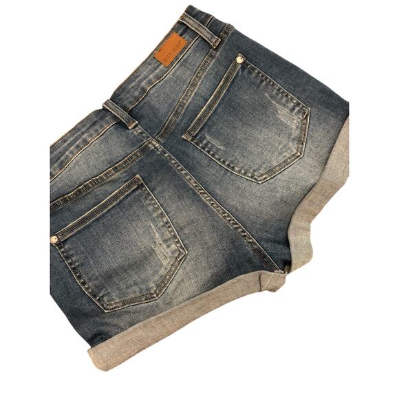 Judy Blue Medium Wash Cuffed Denim Jean Shorts 29 - Picture 4 of 5
